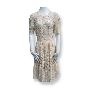 Vintage 60s Cream Crochet Dress