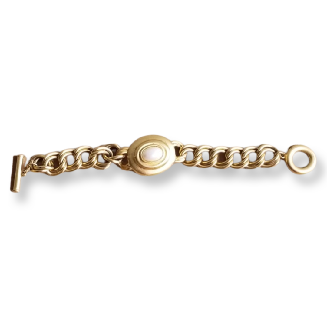 Vintage 80s Goldtone Pearl Bracelet