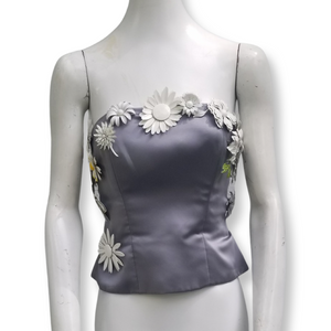 Vintage 90s Grey Corset with Brooches